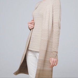 WHBM Stitch-Detail Cover-Up Tan Sweater EUC Sz S